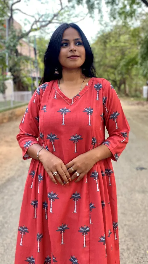  Tree Printed A-Line Kurti
